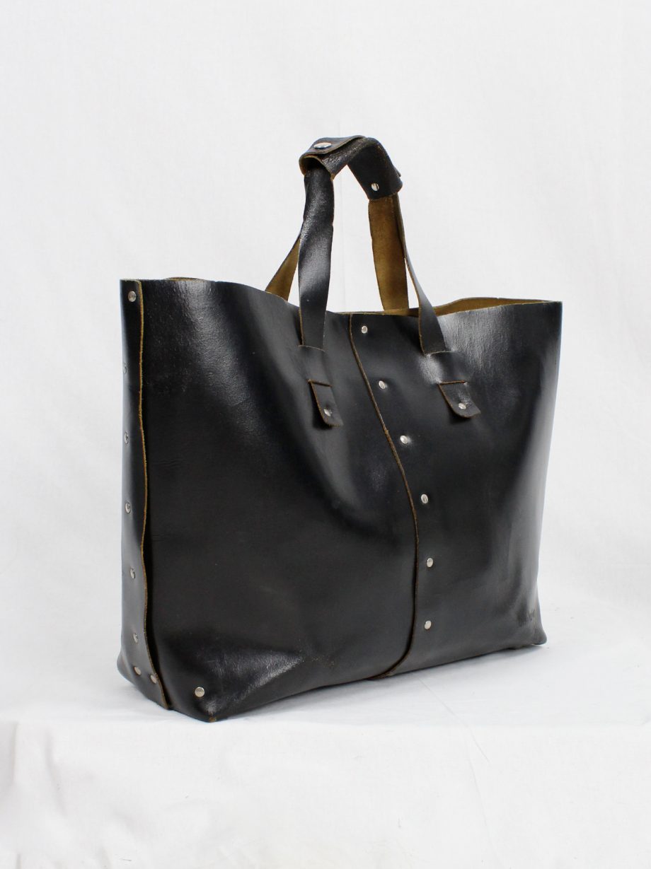 vintage Lieve Van Gorp black large leather handbag with silver studs circa 1997 (11)