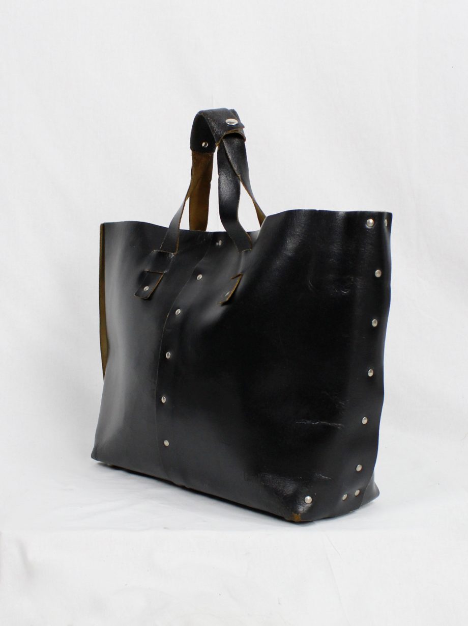 vintage Lieve Van Gorp black large leather handbag with silver studs circa 1997 (14)