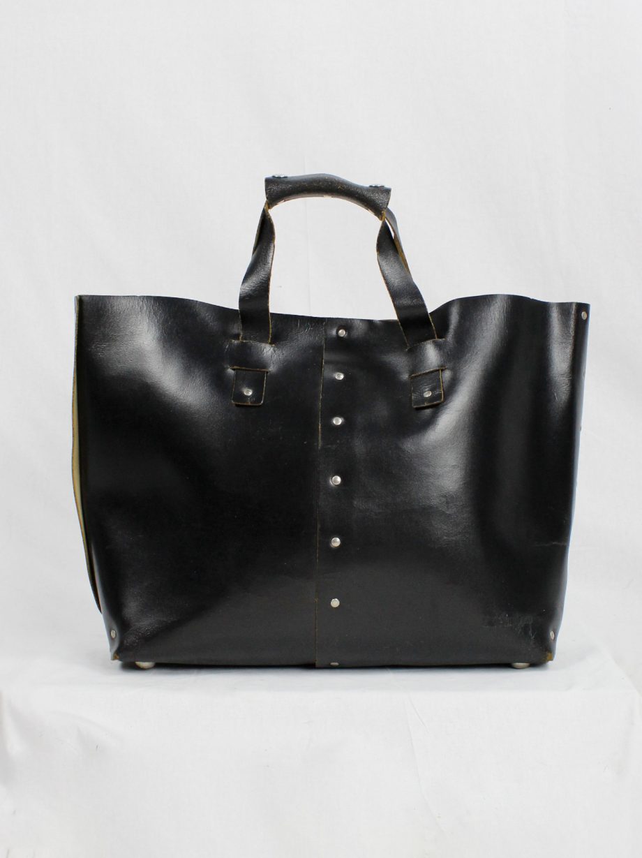 vintage Lieve Van Gorp black large leather handbag with silver studs circa 1997 (15)