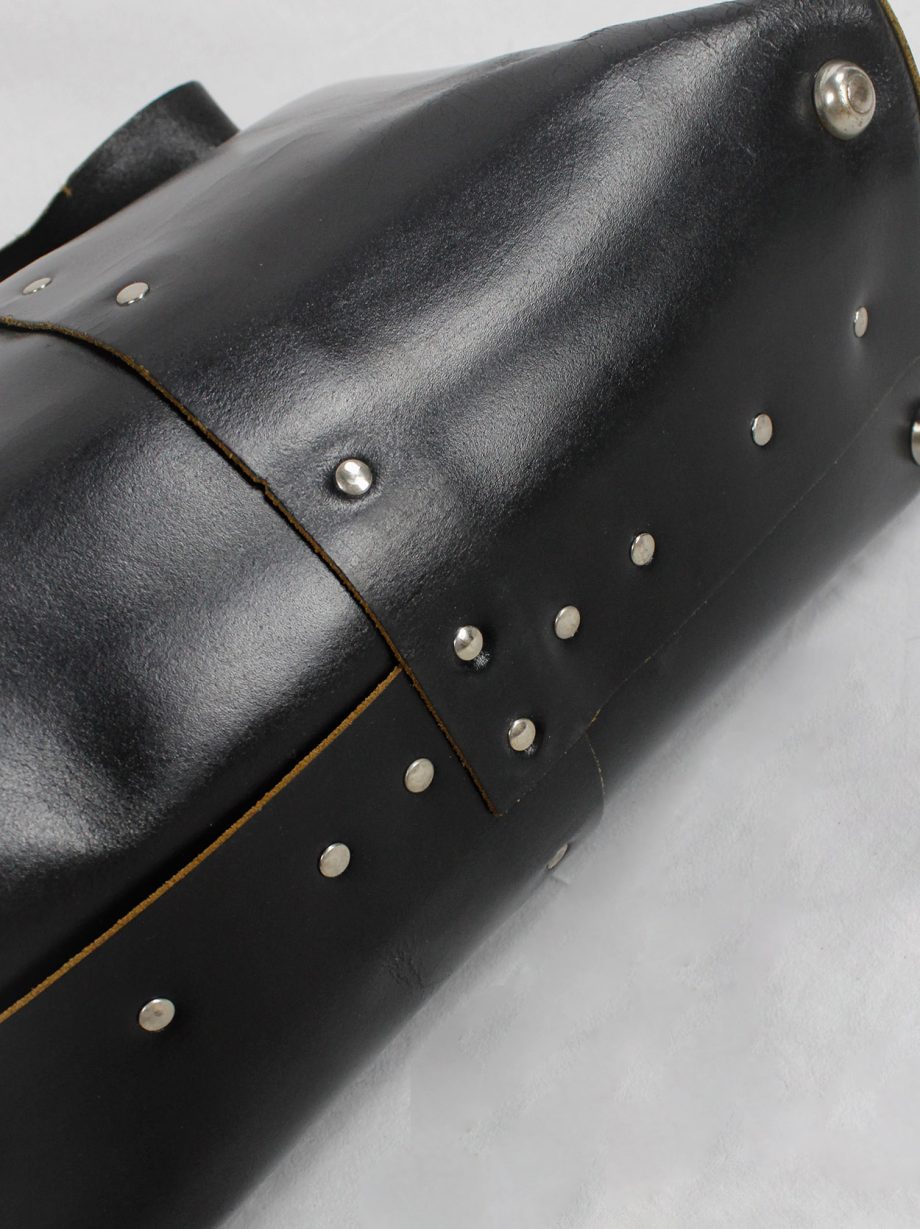 vintage Lieve Van Gorp black large leather handbag with silver studs circa 1997 (20)
