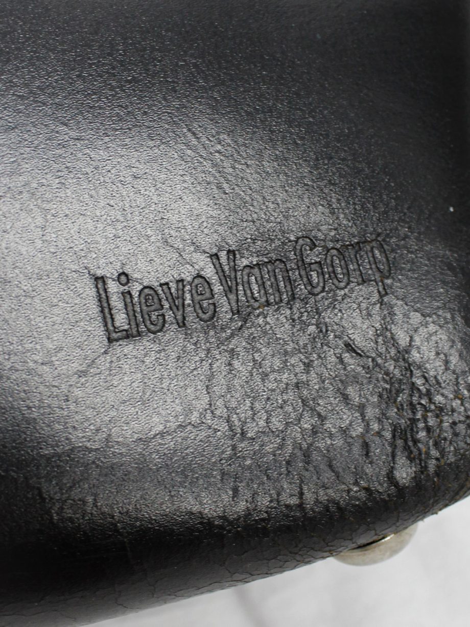 vintage Lieve Van Gorp black large leather handbag with silver studs circa 1997 (9)