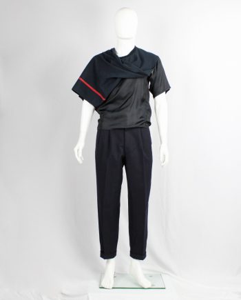 Comme des Garçons Homme navy tapered trousers with hems cuffed by snap buttons AD 1989