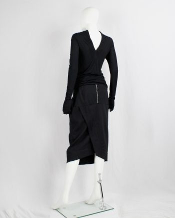 Rick Owens MOUNTAIN black midi-length pillar skirt with back slit fall 2012
