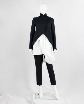 vintage Ann Demeulemeester black cutaway jacket with overlapping front neckline spring 2007