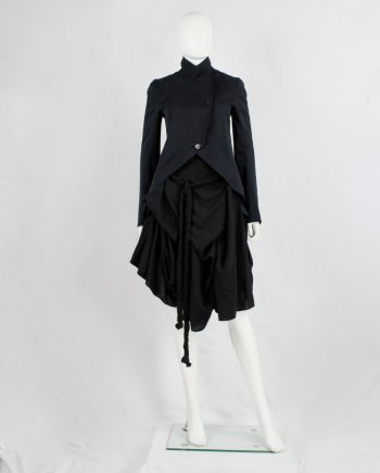 vintage Ann Demeulemeester black gathered and draped skirt with oversized braids fall 2005