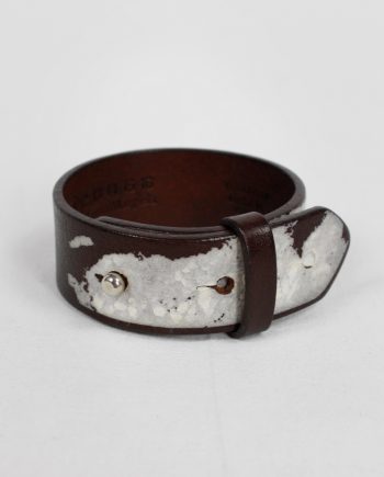 vintage Maison Martin Margiela brown leather bracelet with white paint spring 2010