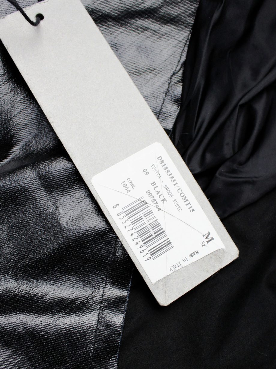 Rick Owens DRKSHDW black three-dimensional geometric tunic with front sash