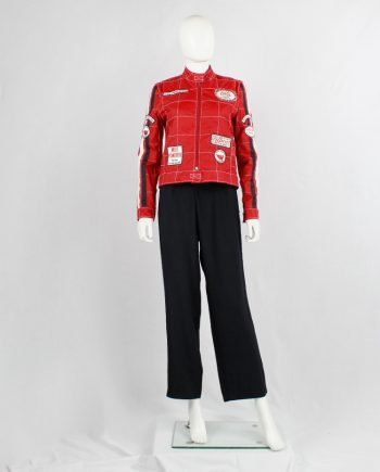 Walter Van Beirendonck for Scapa red 'Formula 1' jacket with black and white stripes