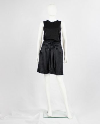 vintage Ann Demeulemeester black midi-skirt with two belt straps spring 2004