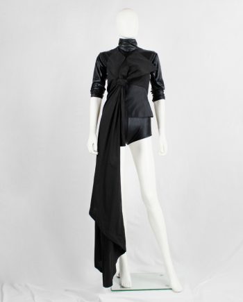 vintage a f Vandevorst black bustier of a shirtdress with large bow and sash fall 2017 couture