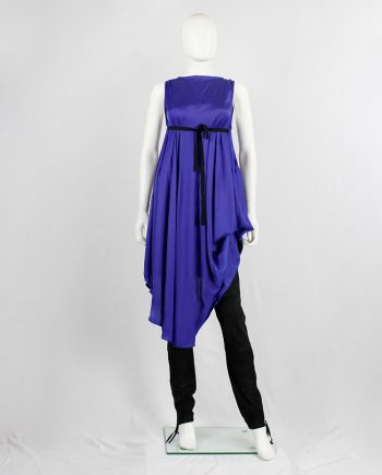 Ann Demeulemeester blue transformable draped dress with black inserts fall 2020