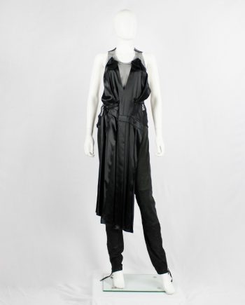 vintage af Vandevorst black sheer top with black dress draped on the front fall 1999