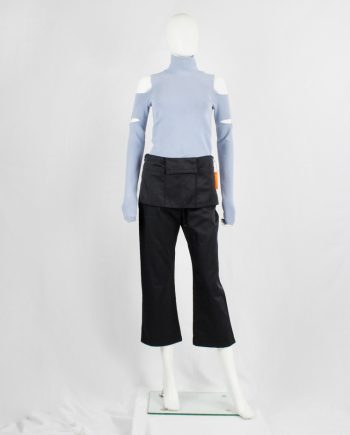 vintage Walter Van Beirendonck W&LT black cropped trousers with apron with pockets fall 1999
