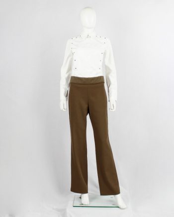 vintage af Vandevorst brown straight trousers with folded over waist fall 1998
