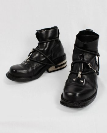Dirk Bikkembergs black mountaineering boots with metal heel and elastics fall 1996