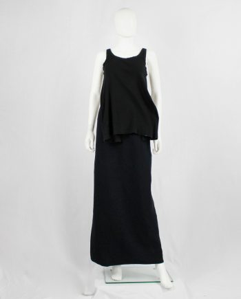 Maison Martin Margiela 6 black fleece maxi skirt with back slit fall 1999