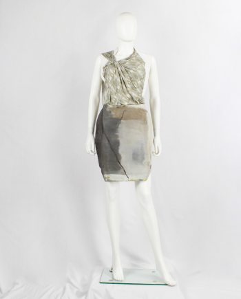 af Vandevorst grey geometric skirt hand-painted by Katrien Wuyts spring 2011