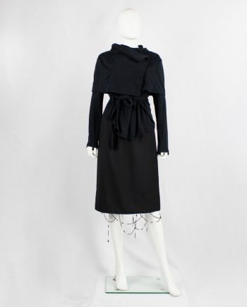 vintage A f Vandevorst black skirt with strands of rosary beads draped on the hemline fall 2001