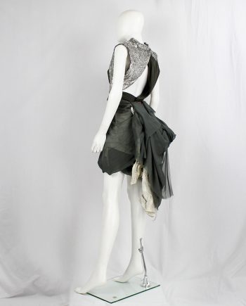 vintage A.F. Vandevorst green skirt lined with newspapers creating a large draped bustle fall 2011