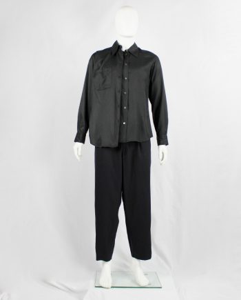 vintage Ann Demeulemeester black deconstructed shirt with extra front panel 1990s 90s