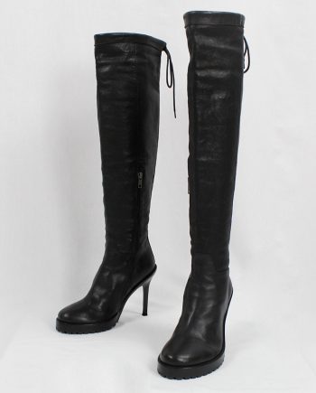 vintage Ann Demeulemeester black thigh high boots with stiletto heel fall 2017