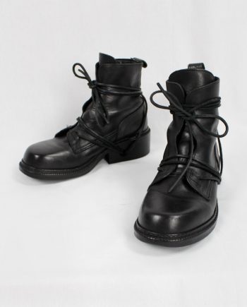 Dirk Bikkembergs black boots with flap and laces through the heel (39) — circa 1995