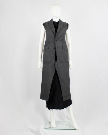vintage Junya Watanabe grey long waistcoat made of a deconstructed pantsuit spring 2017