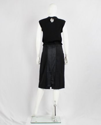 vintage Maison Martin Margiela black skirt tailored outwards with exposed lining on the back fall 2005