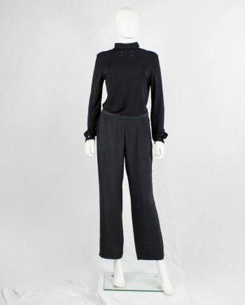 vintage Maison Martin Margiela dark blue trousers with inside-out waistband and darts spring 2003