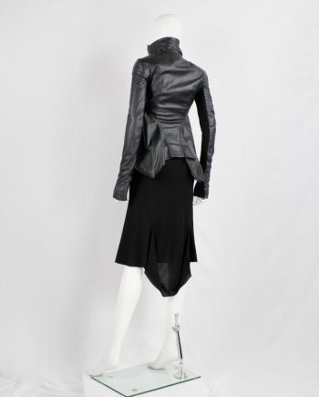 vintage Rick Owens GLEAM black midi-length skirt with geomatric back fold fall 2010