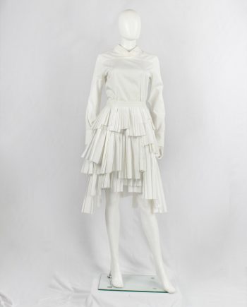 vintage Vandevorst white layered skirt with multiple pleated panels spring 2004