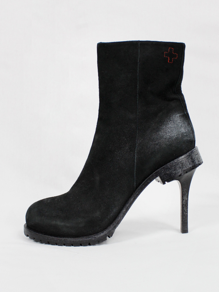 A.F. Vandevorst black combat heel - 2015 on II boots (41) paint with — A a white N V T performance S A fall stiletto