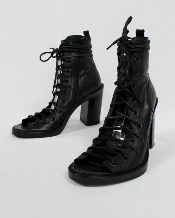 vintage Ann Demeulemeester Blanche black sandals with corset lacing resort 2013