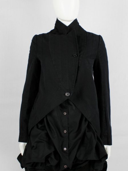 Ann Demeulemeester black cutaway jacket with overlapping neckline ...