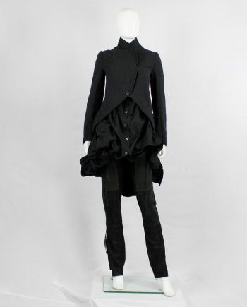 vintage Ann Demeulemeester black cutaway jacket with overlapping neckline spring 2007