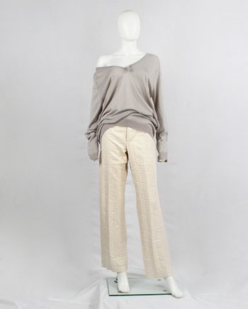 vintage Issey Miyake off-white straight trousers with pressed waffle texture