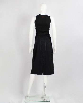 Maison Martin Margiela black oversized skirt tailored outwards with split zipper fall 2005