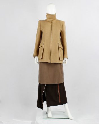 Maison Martin Margiela camel coat with asymmetric collar and large attached pockets fall 1996