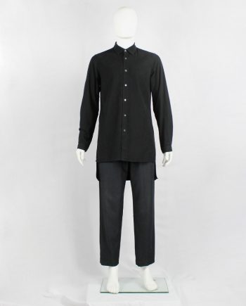vintage Ann Demeulemeester black mens button-up shirt with longer back