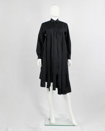Comme des Garcons Comme black long shirt with torn strips hanging from the front AD 2020