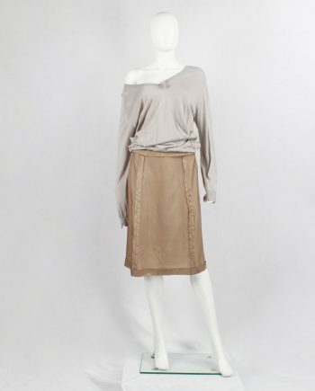 vintage Maison Martin Margiela old rose midi-length skirt with inside out seams spring 2006