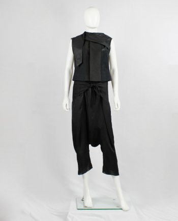 vintage Rick Owens NASKA black sleeveless panelled vest with leather drape spring 2012