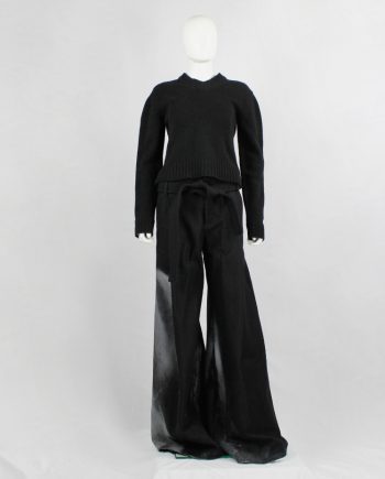 vintage af Vandevorst black jumper with 3D knitted bra panel and curved sleeves fall 1998