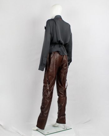 vintage Ann Demeulemeester brown leather horse riding trousers with straps fall 2004