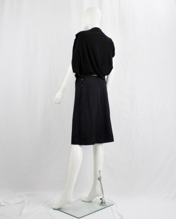 vintage Maison Martin Margiela black skirt with displaced visible snap buttons fall 2006