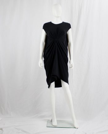 Rick Owens lilies black lobster dress with pleated front and draped back