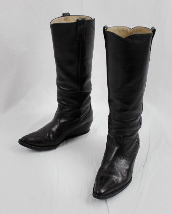 archive Maison Martin Margiela black 'heelless' cowboy boots with hidden wedge spring 2000