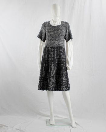 vintage A.F. Vandevorst grey and black knit dress with different knit motifs fall 2008