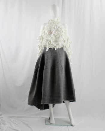 Junya Watanabe grey deformed wide bell skirt with diagonal seams — spring 2002