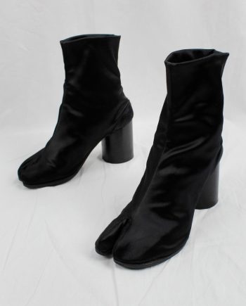 vintage Maison Martin Margiela black classic satin tabi boots with cylinder heel 1990s 90s